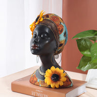 African Tribal Resin Figurine Decor for Living Room