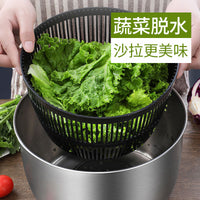 Manual Salad Spinner with Stainless Steel Basket for Kitchen