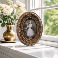Classic Resin Picture Frame, Handmade, 10x15cm Inside / 17x20cm Outside, Antique Gold, European Photo Frame for Wedding Gifts for Bride and Groom