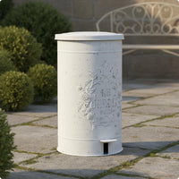 Garden Iron Dustbin Retro Style Decorative Pedal Waste Bin Easy to Clean Ornate Courtyard Trash Can