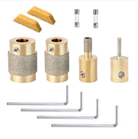 4-Piece Diamond Sharpening Set with 1/8", 1/4", 3/4", 1" Brass Core Drill Bits and Diamond Grinding Wheels