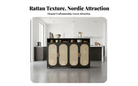 Rattan Door Credenza Modern Design Woven Door Credenza Versatile Use Breathable Doors for Homeowners, New Movers, Dining Room