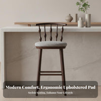 High Stool with Backrest Vintage Design Counter Chair Minimalist Design Integrated Footrest for Adults, Restaurant, Cafe