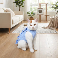 Female Cat Recovery Suit with Tie Back Closure, Sleeveless Spay Surgery Suit for Post Surgery Cat Wear, Breathable Anti-Lick Four-Legged Design