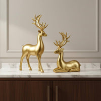 2 Pieces Luxury Design Standing and Sitting Deer Decor Exquisite Craftsmanship Standing and Sitting Deer Set Elegant Design