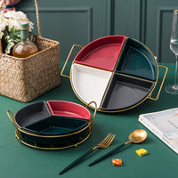Nordic Style Ceramic Divided Serving Platter for Snacks and Nuts