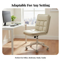 Armless Rolling Chair with Ribbed Back Height Adjustable for Study Room, Bedroom