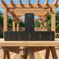 Flat T Bracket Structural T-Bracket Mending Plate with Predrilled Holes Heavy-Duty Powder-Coated for Builders, Timber Framing
