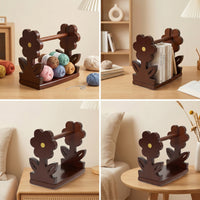 Yarn Holder with Dowel Desktop Wooden Yarn Holder Rectangular for Crocheting