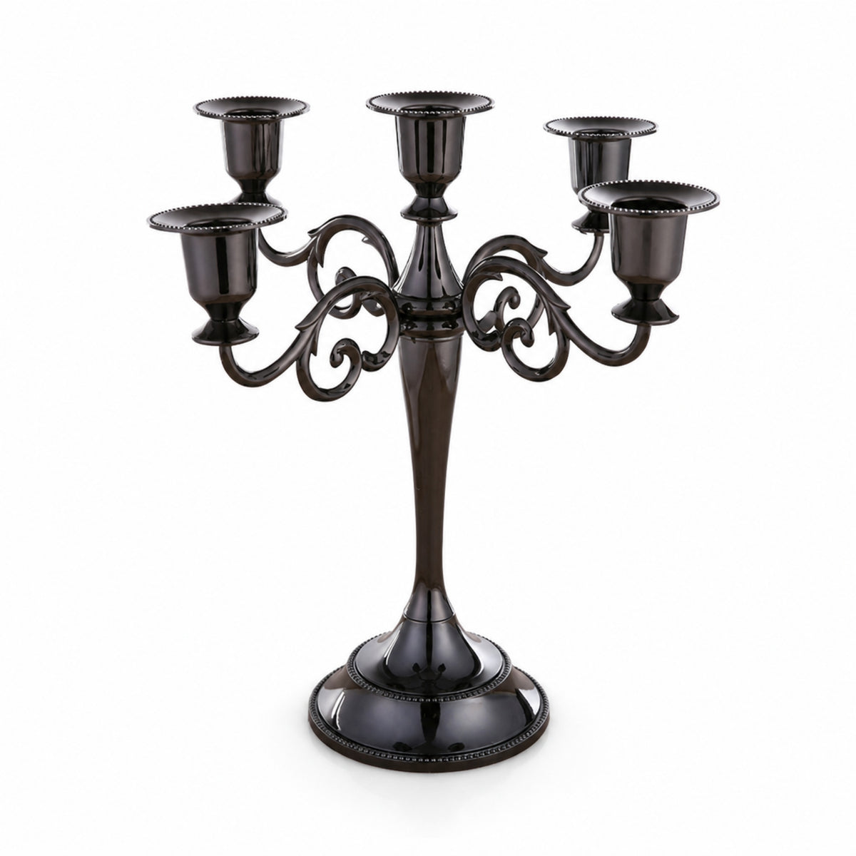 Five-Arm Candelabra Weighted Candles Vintage-Style for Weddings, Dining Table