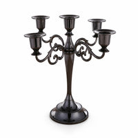 Five-Arm Candelabra Weighted Candles Vintage-Style for Weddings, Dining Table