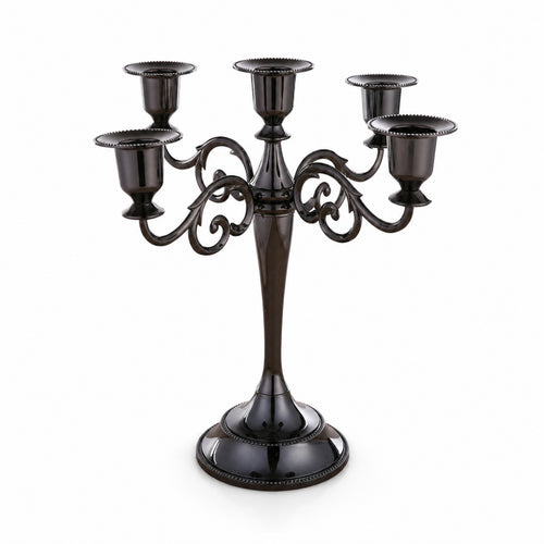 Five-Arm Candelabra Weighted Candles Vintage-Style for Weddings, Dining Table