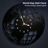 Acrylic DIY Beautiful Decorative World Wall Clock, Living Room Bedroom Large Artistic Timepiece, Nordic, Battery Operated, Silent Sweep Movement