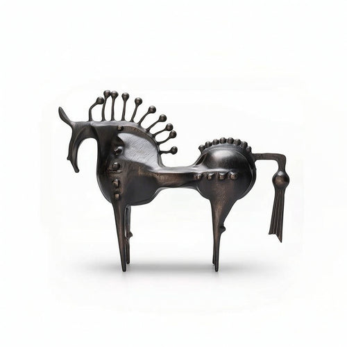 Horse Figurine with Raised Mane Minimalist Horse Figurine Textured Decor for Homeowners, Living Room, Bookshelf