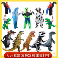 Halloween Inflatable Dinosaur Costume with Skeleton, Stegosaurus, Brown T-Rex, and Running Dino Styles
