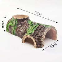 Resin Bark Texture Tortoise Water Bowl and Land Reptile Hide, Small Pet Hideout for Geckos and Reptiles, Brown Tree Bark Vivarium Decor Piece