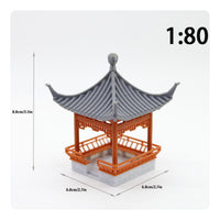 Four-Corner Pavilion Figurine Compact Size Mini Chinese Pavilion for Study Room