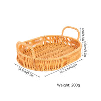 Woven Serving Tray Loop Handles Home Decor Natural Texture