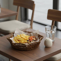Imitation Rattan Serving Tray Easy to Clean Woven Snack Bowl Star Shaped Fruit Basket for Dining Table, Living Room, Restaurant