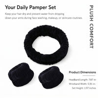 3 Pcs Spa Headband Wrist Band Set for Washing Face, Makeup Hairband with Adjustable Elastic for Facial Care Skincare, Terry Cloth