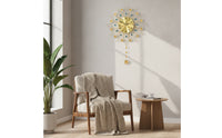 Peacock Wall Clock Gold-Tone Wall Clock with Pendant Radial for Homeowners