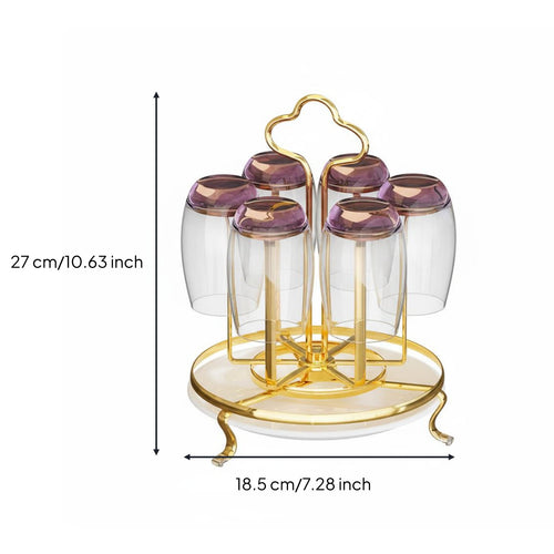 Rotating Mug Tree Detachable Drain Tray Countertop Cup Drying Rack for Home Bar