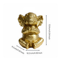 3 Pieces Meditative Elephant Sculpture Tabletop Display Meditating Elephant