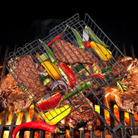 Wire Mesh Grill Rack Rust-Resistant Long Handle Grill Basket Multi-Use Barbecue Accessory for Outdoor, Camping