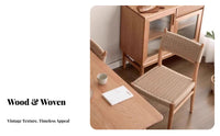 Woven Rear Side Chair Sturdy Wood Frame Household Furniture Vintage Design Ergonomic Rearrest for Homeowners, Families