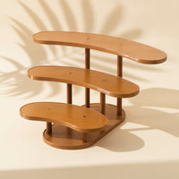 Three-Tier Display Stand Curved Stepped Display Riser Space-Saving for Vanity
