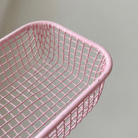 Office Desk Storage Basket with Metal Frame for Stationery and Documents, Carbon Steel Wire Desktop Bin for Students and Home Use