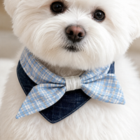 Dog Bandana, Pointed Bib Dog Scarf with Decorative Knot, Universal Pet Handkerchief universal Seasons, Plaid Design