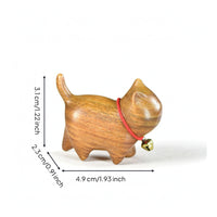 Tea Pet Mini Desktop Ornament Carved Cat Wooden Cat Ornament Polished for Collectors, Desk, Bookshelf