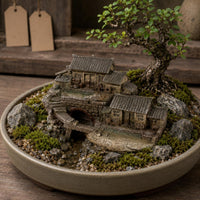 Resin Landscape Ornament Chinese-Style Home Accent Antique Finish