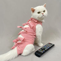 Post Surgery Cat Suit with High Neck, Cartoon Post-Operative Cat Wear, Snap Buttons Recovery and Weaning Suit, Anti-Licking Animal Guard