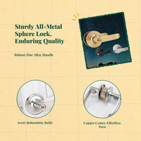 round Door Knob, Privacy Lock, Keyed Entry, Universal Interior Bedroom Door Handle, sturdy, Easy Installation