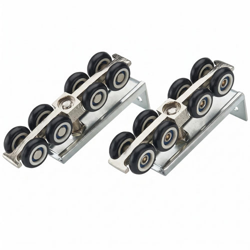 2 Pieces Top Hung Sliding Door Rollers Zinc-Colored 8-Wheel Door Roller Easy Installation Household Fixtures