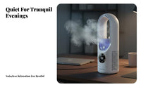 Cooling Mist Function Bladeless Desktop Fan Quiet Operation Desktop Spray Cooler 6 Speed Settings for Children, Bedroom, Office, Dorm Room