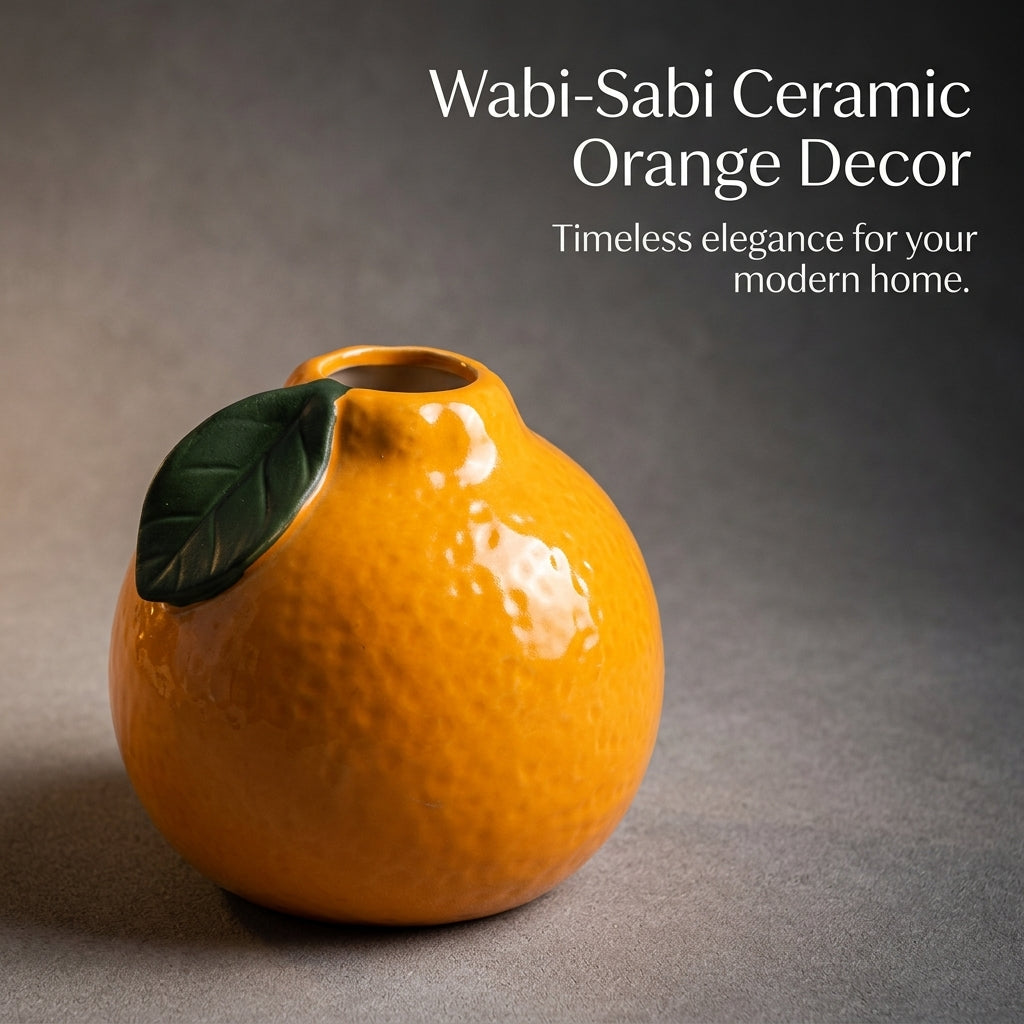 Home Decoration Ceramic Fruit Ornament for Living Room Decor, Minimalist Design Figurine with Single-Color Glazed Finish