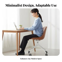 Minimalist aesthetic Armless Rolling Chair Modern Design Armless Shell Chair With Casters rotate Seat Ergonomic Backrest for Home Workers, Students, Adults, Study Room, Bedroom, Small Spaces