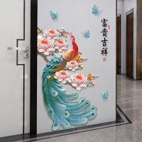 Chinese Classical Phoenix Feather Wall Decal for Living Room Bedroom