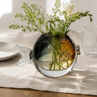 Amber-Hued Glass Vase Modern Minimalist Decorative Glass Vase Artistic Design