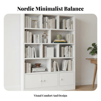 Wooden Bookcase with Cabinets Dust-Resistant Design Floor Standing Bookshelf Multifunctional Standing Bookshelf for Book Lovers, Students, Living Room