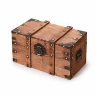 Wooden Storage Chest House Decoration Hinged Lid Side Handles for Home Display