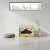 Solid Wood Frame Sisal Cat Scratcher House All-Season Use Cat Condo with Scratching Post Long-Lasting Sisal Scratching Tunnel 2-in-1 Design for Indoor