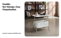 C-Shaped End Table Space-Saving Design Nightstand Easy Assembly for Small Spaces