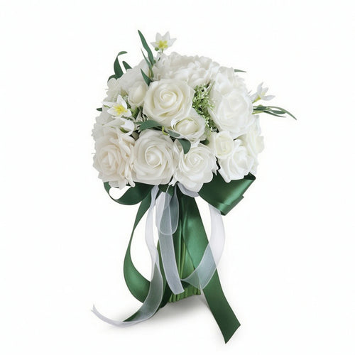 Wedding Bouquet with Ribbons Lightweight Flowers Faux for Bridesmaids