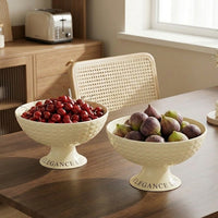 Pedestal Fruit Bowl, Large Capacity Salad Bowl with Drainage Base Synthetic Serving Bowls for Parties, Modern Decorative Fruit Bowl