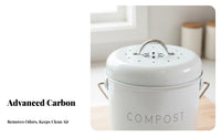 Odor Filtering Compost Pail Leak Resistant Countertop Compost Pail Indoor Food Waste Container Portable Handle for Pet Owners