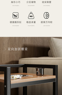 麻将桌棋牌室茶几沙发边几方几小桌子茶水柜茶楼专用架子移动边桌 【烟缸款+带轮】小边几/双烟缸-黑木色
